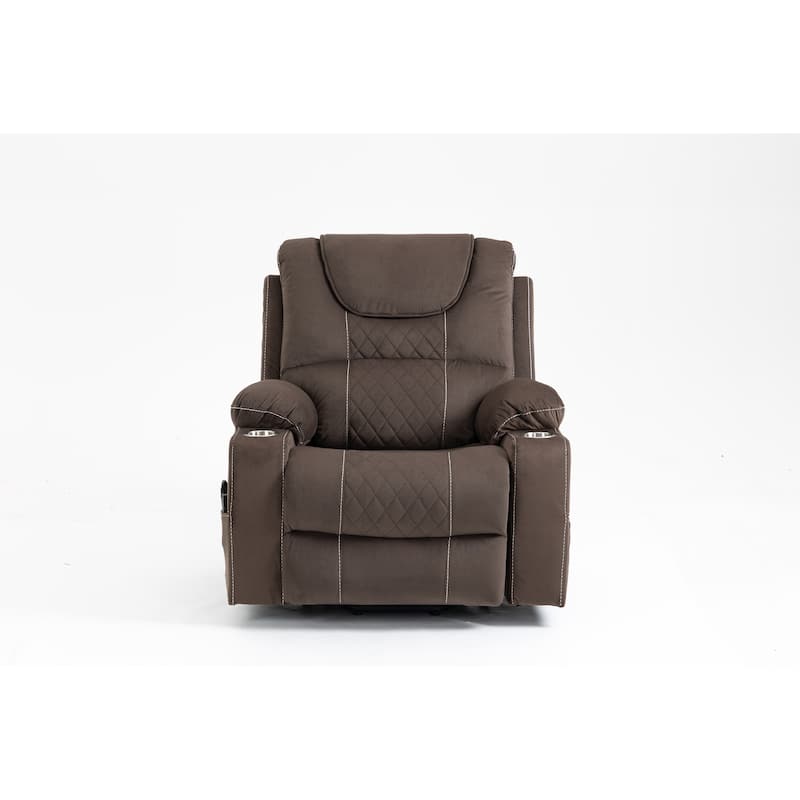 Velvet Dual‑Motor Power Recliner Chair with Heat, Massage & Cup Holders