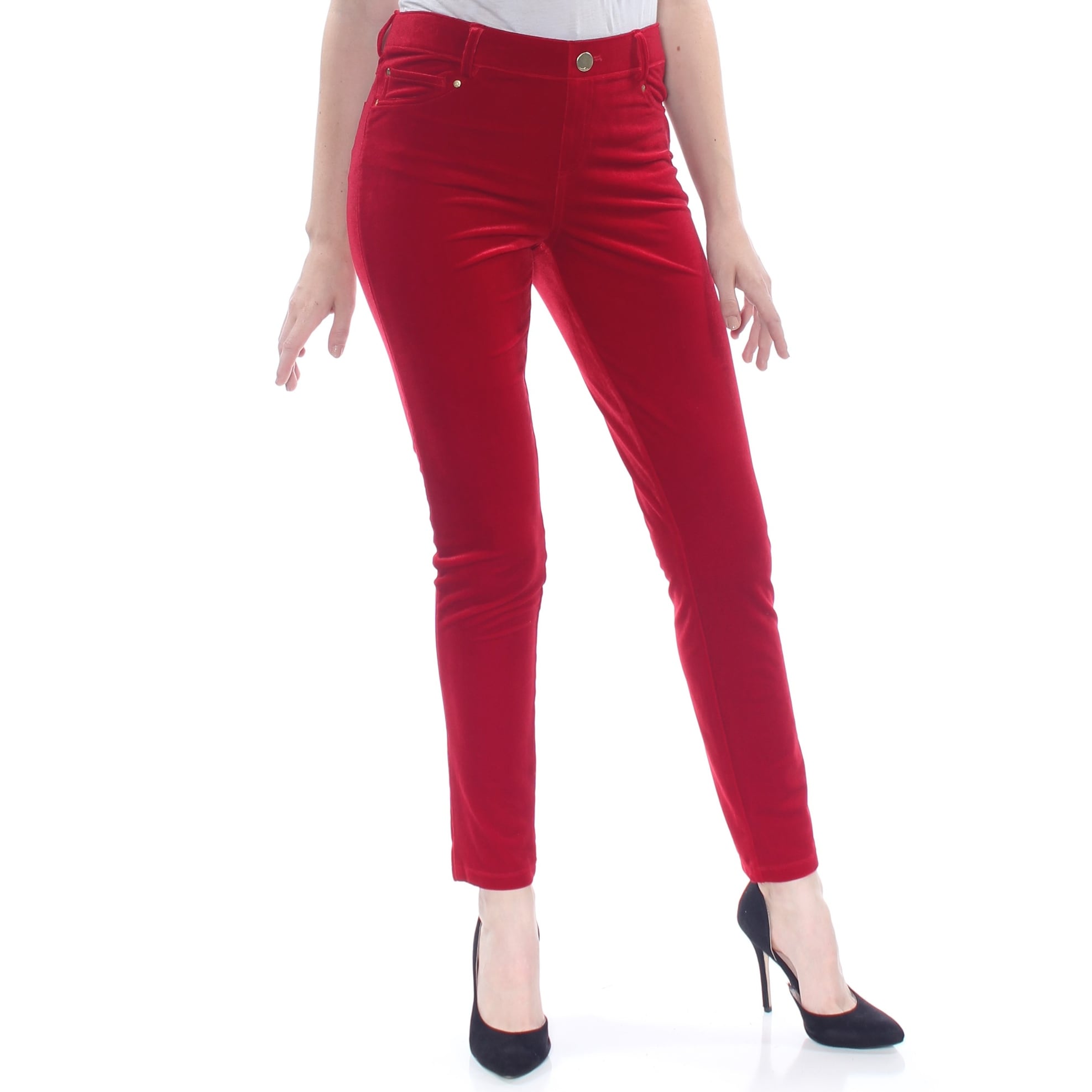 red velvet skinny pants