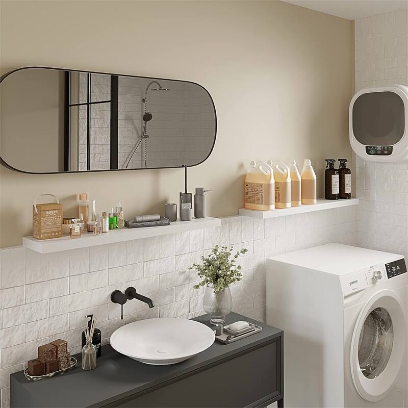 Floating Shelves40 in W x 8in D Wall Mounted Wooden Shelves with Invisible Brackets Set of 2 - 7"D x 40"W x 2"H