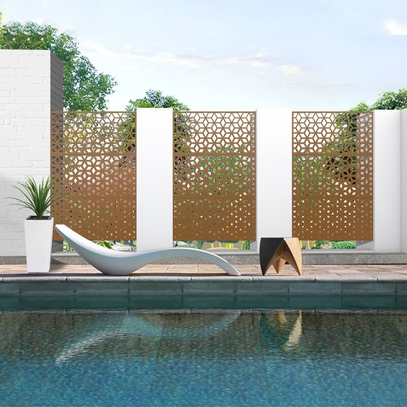 Metal Privacy Screen Wall Decoration Free Standing-6.3 ft. H X 4 ft. W