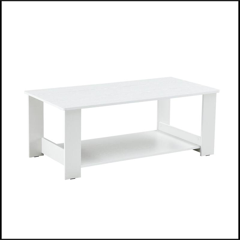 White MDF Double Layered Coffee Table