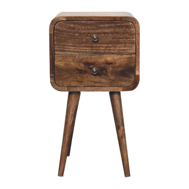 HomeRoots 22" Natural Solid Wood Square Distressed Two Drawer Nightstand
