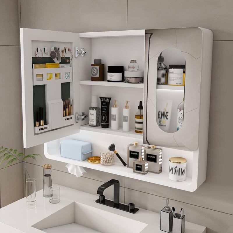 Wall Mounted Bathroom Mirror Cabinet with LED Lights, Anti-Fog & Explosion-Proof, Touch Control Medicine Cabinet
