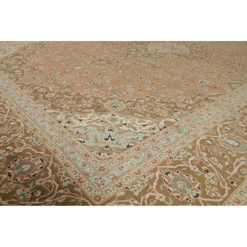 Traditional Kashan Persian Vintage Area Rug Hand-Knotted Wool Carpet - 9'7" x 13'1"
