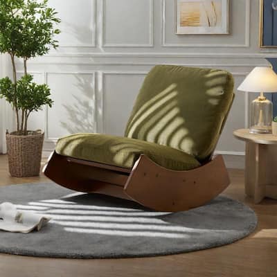 Corduroy Glider Rocking Chair with Solid Wood Frame