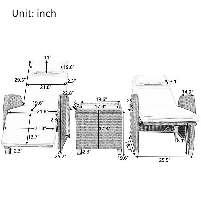 U-Style Outdoor Rattan Two-Person Set