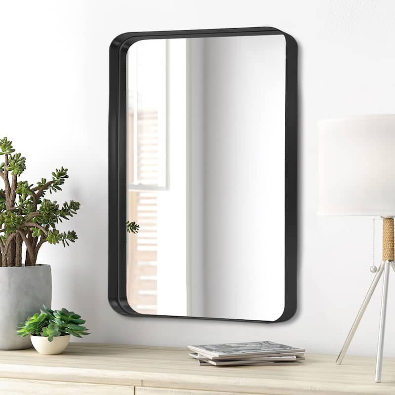 Modern Deep Frame Wall-Mounted Vanity Rectangle Mirror - 32*22 - Black