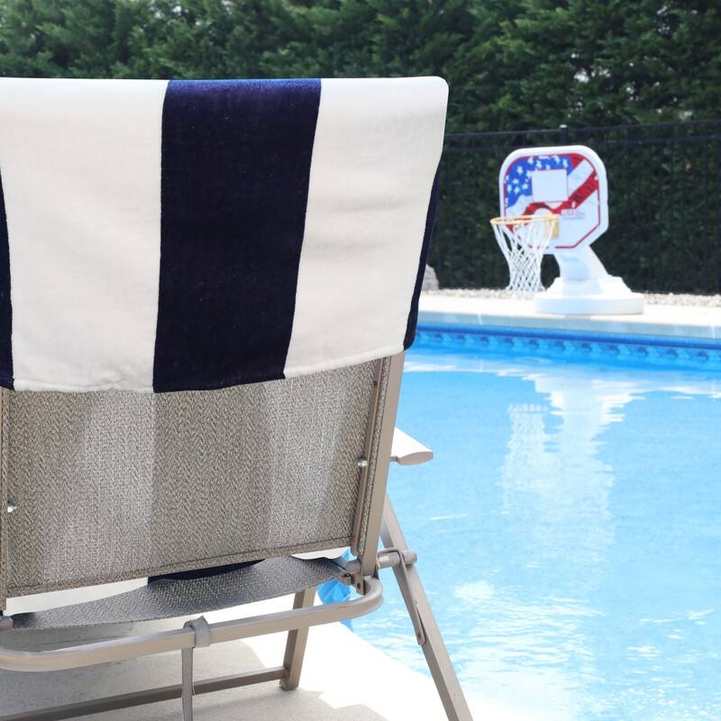 100% Cotton Cabana‑Stripe Lounge Chair Cover Terry Towel with Fitted Pocket & Back Flap Set of 2