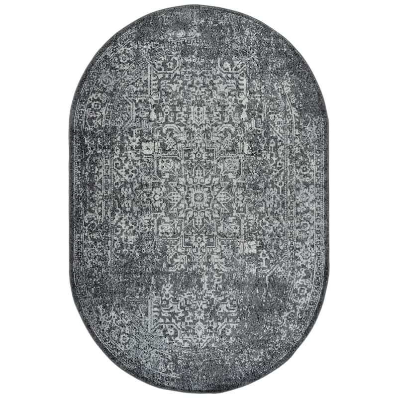 SAFAVIEH Evoke Pety Vintage Distressed Rug - 6' x 8' Oval - Grey/Ivory