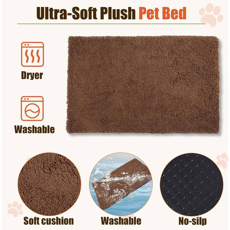 BOSSIN Dog Crate Furniture with Cushion, 32 Inch Double Doors Wooden Dog House Side End Table with Wheels for Small Medium Dogs