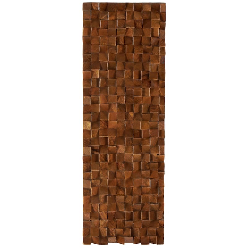 Mango Wood Geometric Handmade 3D Cube Inspired Panel Home Wall Decor - Brown - Roche River Decor