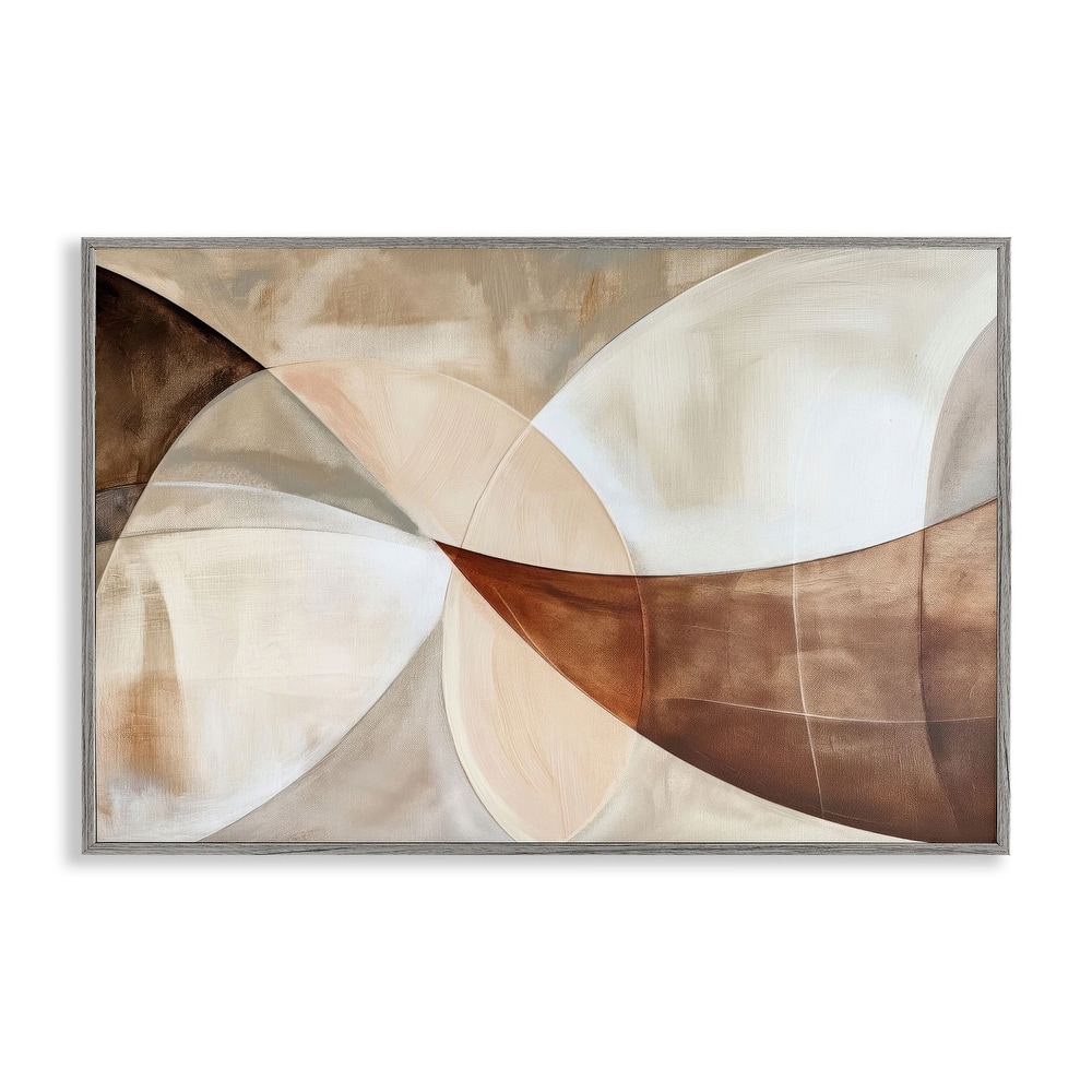 Stupell Curved Neutral Tones Abstraction Framed Giclee Art Design By LSR Creative Studio