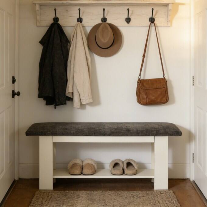 47.24" Entryway Shoe Storage Bench,End of Bed Bench with Cushion