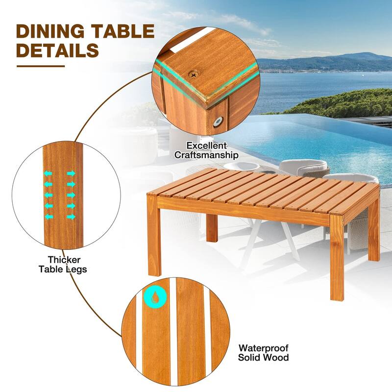 EROMMY Wood Patio Conversation Set with Coffee Table and Soft Cushions, Outdoor Sofa Set for Garden, Backyard