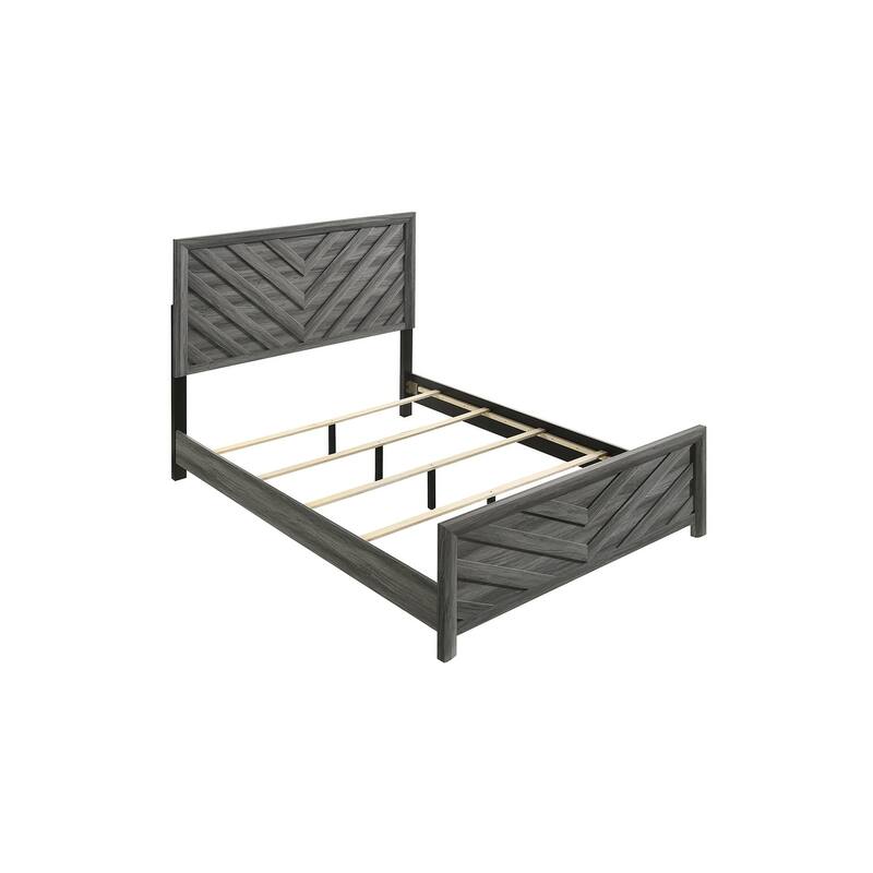 Modern Gray Wood Twin Bed with Headboard, Footboard, and Rails