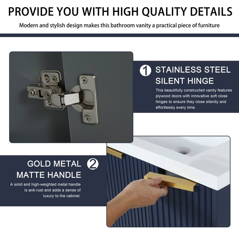 Malwee 24"/30"/48" FreeStanding Bathroom Vanity, Floor Stand Bathroom Vanity with Resin Top,Soft Close Door & Drawer