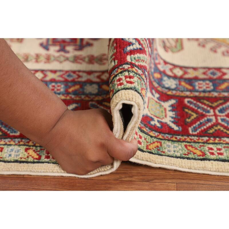 Kazak Foyer Rug Hand-Knotted Wool Carpet - 3'2" x 5'2"