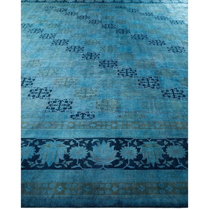 Overton Hand Knotted Wool Vintage Inspired Modern Contemporary Overdyed Gray Area Rug - 11' 10" x 15' 2"