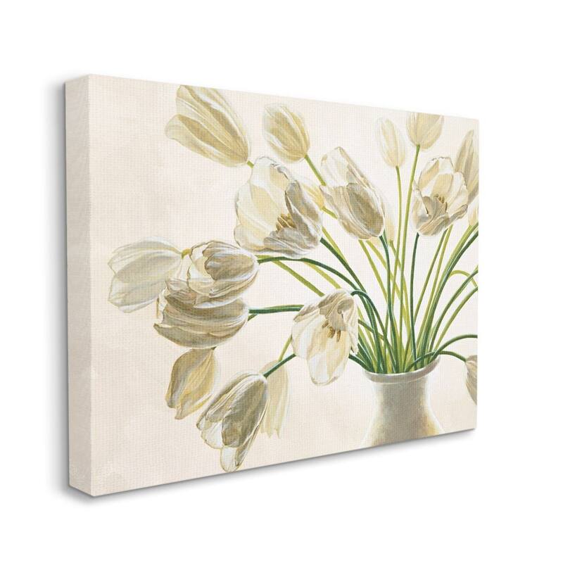 Stupell Tranquil White Tulip Bouquet in Country Vase Canvas Wall Art - Green - 24 x 30