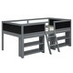 preview thumbnail 12 of 10, Twin Size Low Loft Kids Bed Frame with Movable Shelves, Decorative Chalkboard & Guardrails for Bedroom, Easy Assembly, Grey