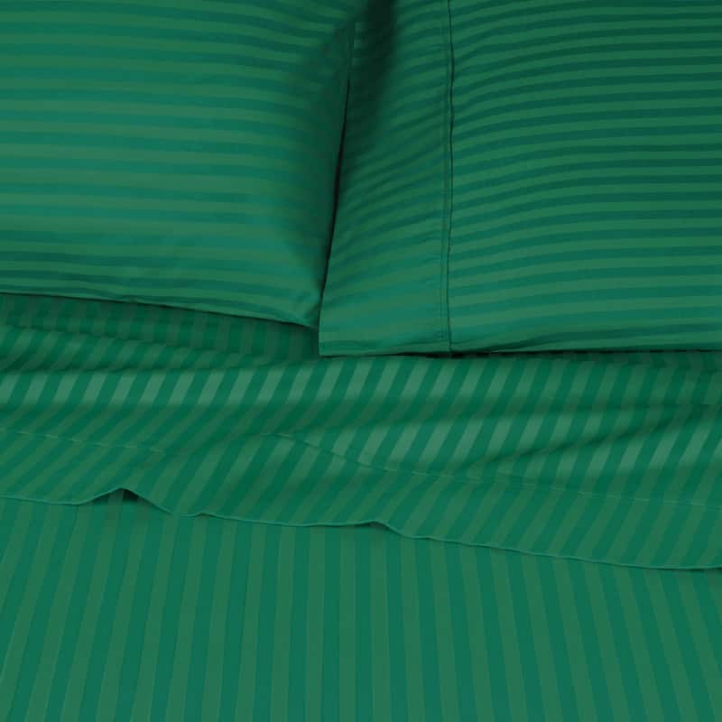 Superior Egyptian Cotton 300 Thread Count Stripe Deep Pocket 4 Piece Bed Sheet Set
