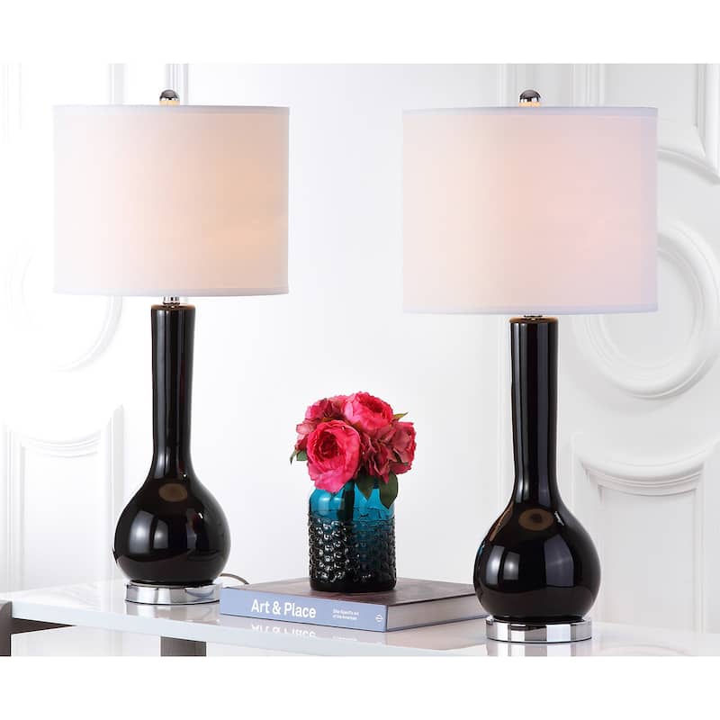 SAFAVIEH Lighting Brigid 31-inch Long Neck Ceramic White Table Lamp (Set of 2) - 14"x14"x30.5" - 14Wx14Dx31H