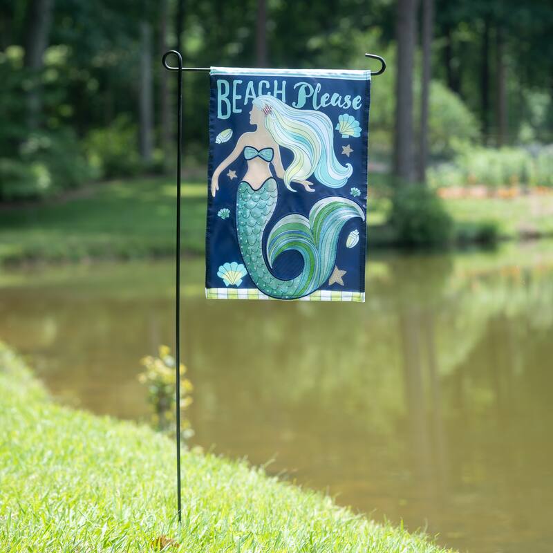 Mermaid Beach Applique Garden Flag