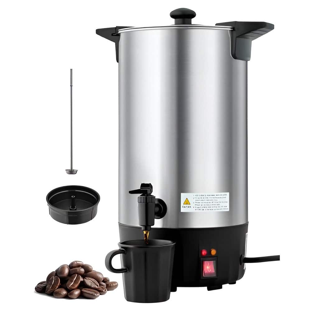 9L Coffee Urn 60 Cups Hot Beverage Dispenser with Reusable Mesh Filter and Fast Brew - 12.2 x 11.4 x 18.3 in