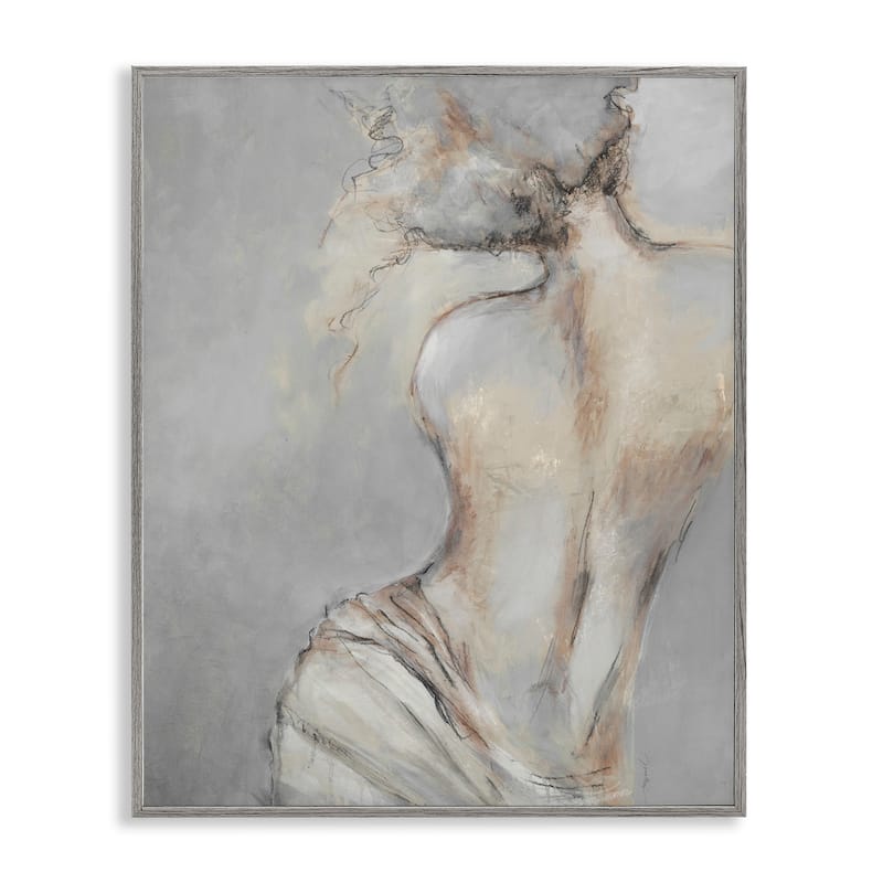 Stupell Traditional Portrait Nude Woman Baroque Painting Framed Wall Art, Design by Liz Jardine - 24 x 30 - Grey