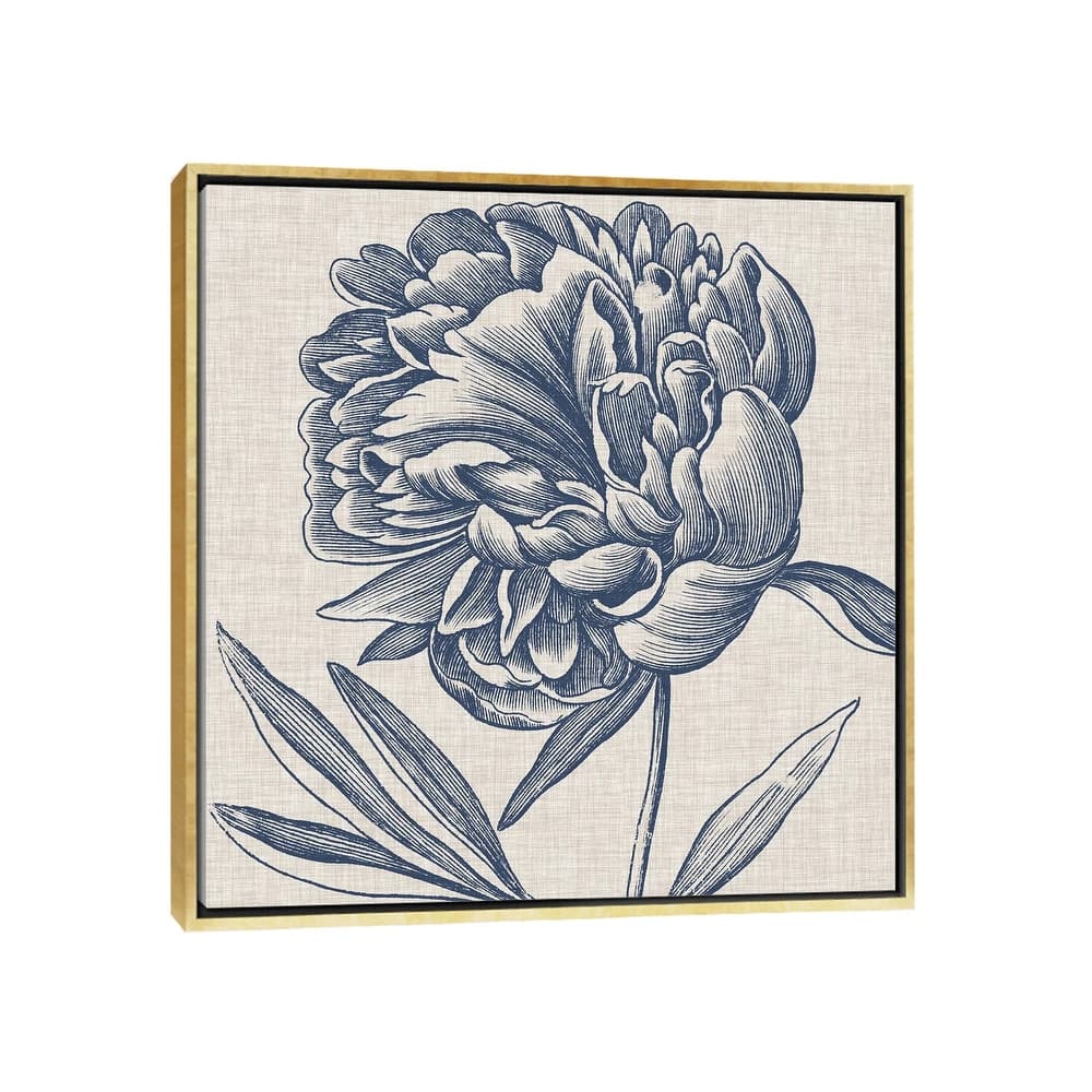 iCanvas "Indigo Floral on Linen II" by Vision Studio Framed