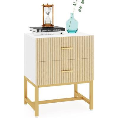 Striped Drawers Nightstand 15.8"D x 19.7"W x 25.6"H