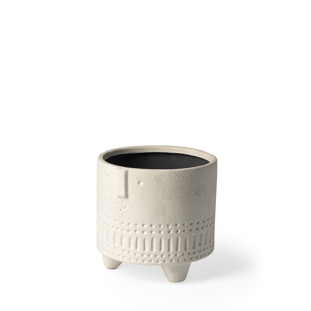 HomeRoots 7" White Abstract Cylinder Ceramic Table Vase