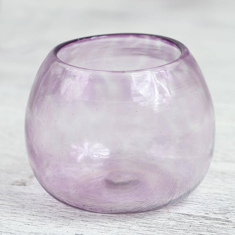 Recycled glass wine glasses, 'Lilac Relaxation' (set of 4)