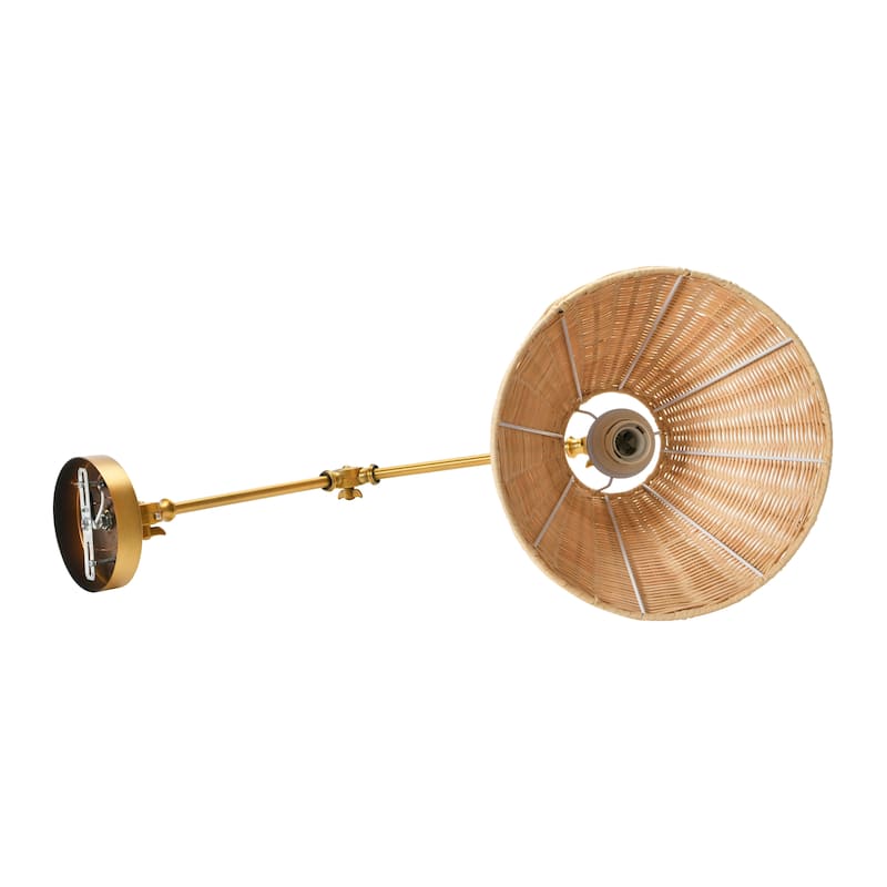 Adjustable Wall Sconce with Rattan Shade