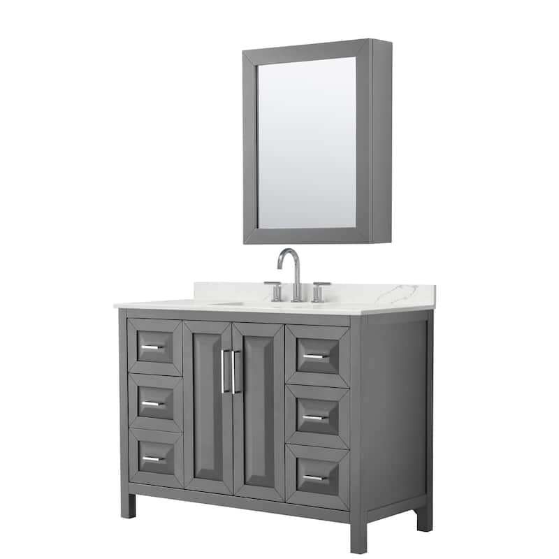 Wyndham Collection WCV252548S-QTZ-US3MED Daria 48" Free Standing - Dark Gray / Giotto Quartz Top / Polished Chrome
