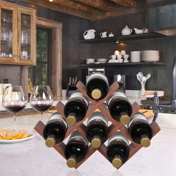 Decorative Storage Wine Rack Bottle Holder 8 Bottle Rack Brown 