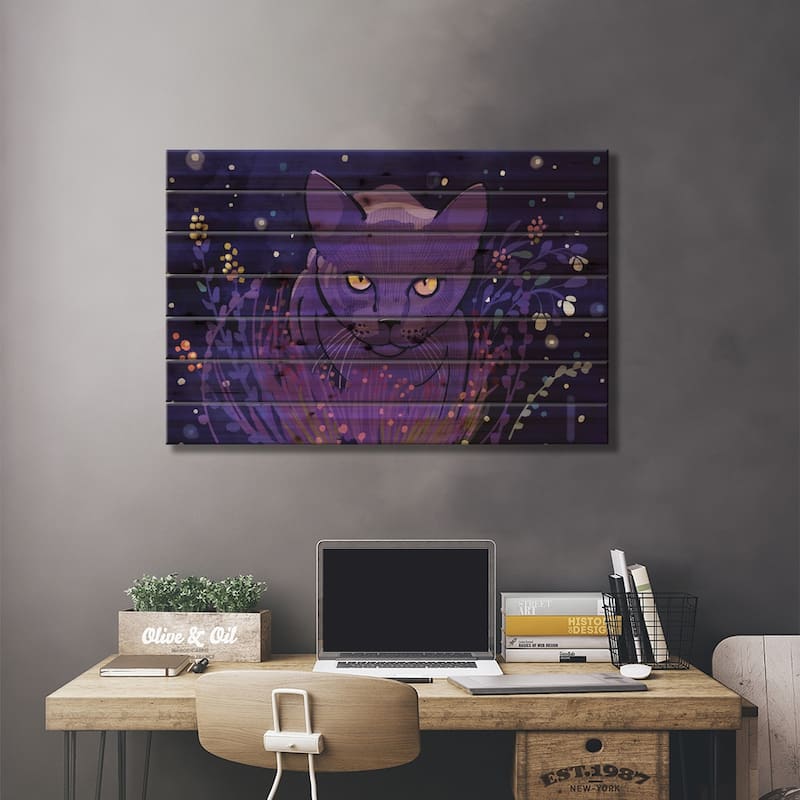 Midnight Prowl Print On Wood by Thomas Little - Multi-Color