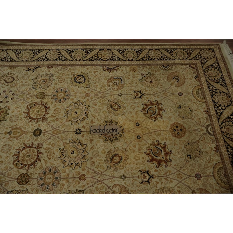 Hand Knotted Oriental 100% Wool Carpet Traditional All-Over Green Ziegler Area Rug - 8' 10'' X 6' 2''