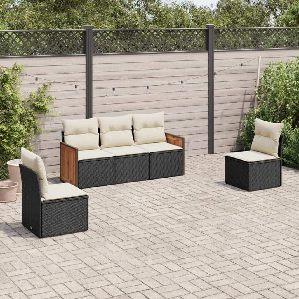 vidaXL Patio Sofa Set with Cushions Outdoor Conversation Furniture Poly Rattan