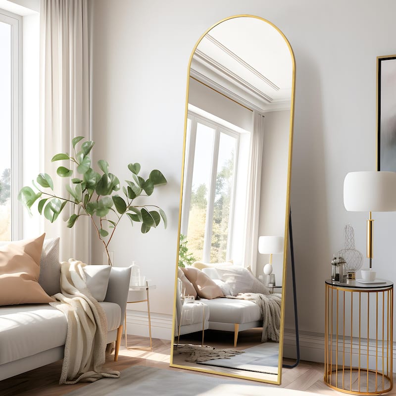 Arched Modern Full-Length Floor Mirror - 64*21 - Gold