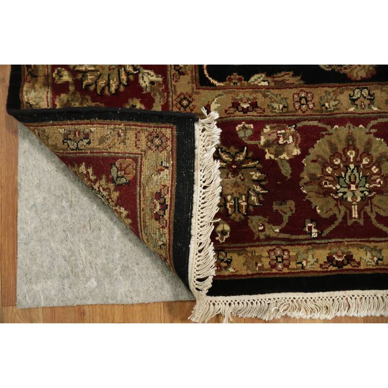 Hand Knotted Oriental 100% Wool Carpet Traditional All-Over Black Agra Area Rug - 8' 1'' X 8' 3''