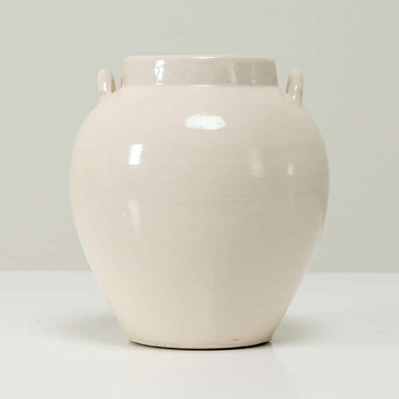 Approx. 9" H Off White Ceramic Vase with Two Handles