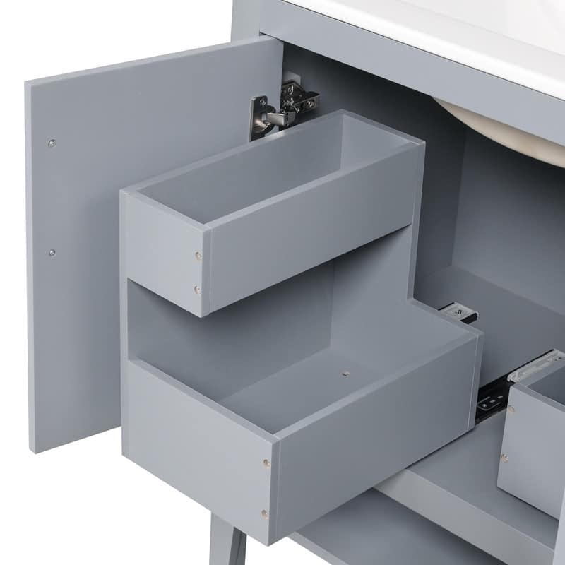 White 30" /36" Solid Wood Bathroom Vanity Cabinet with Sink,Drawer