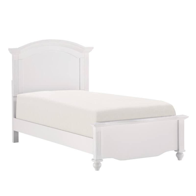 Eso Full Size Bed with Tall Headboard, White Birch Veneer, Solid Wood