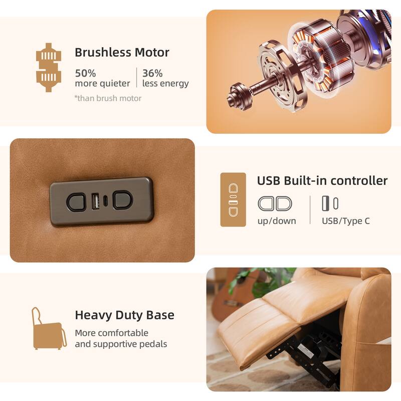 Power Zero Gravity Recliner Chair - Light Brown