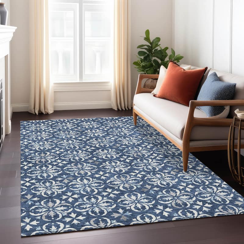 Machine Washable Indoor/ Outdoor Chantille Traditional Medallion Rug