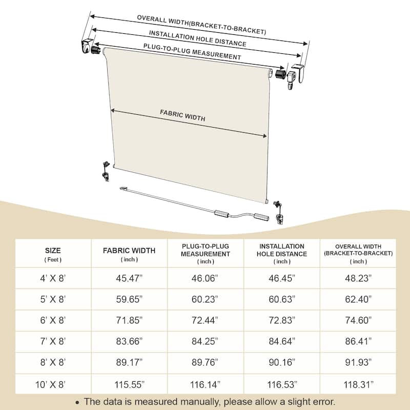 Aoodor 5% Openness Cordless Solar Fabric Roller Shade, 95% UV Protection Blinds
