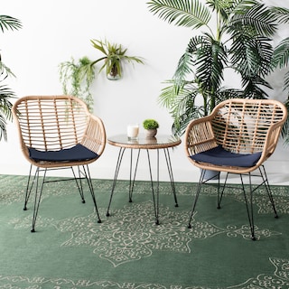 SAFAVIEH Outdoor Living Alton Brown/Navy 3-Piece Lounge Set - 22"W x 27"D x 32"H