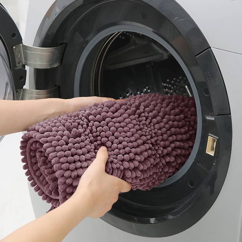 Ultra Soft Striped Non Slip Chenille Bathroom Rug Set 3 Pieces