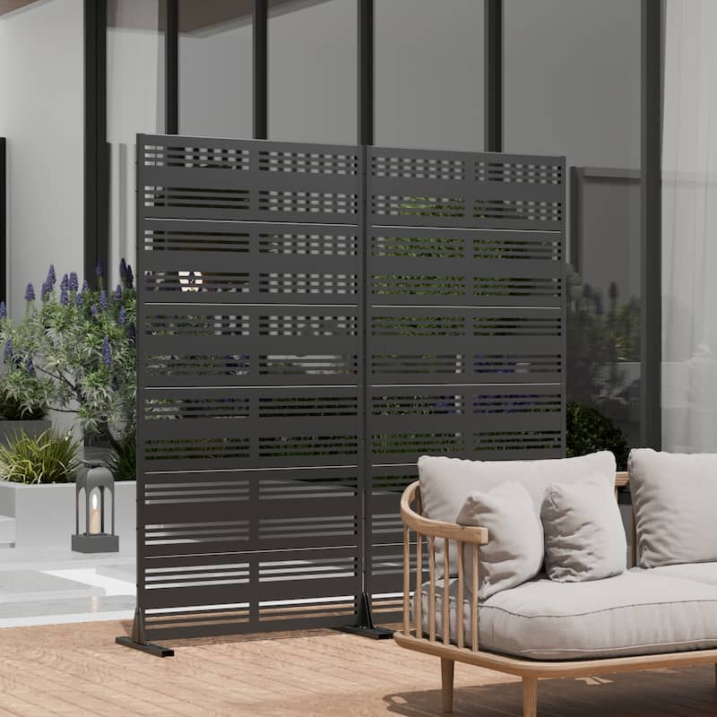 Dovelina 6ft.Outdoor Freestanding Metal Privacy Screen Decorative Garden Fence - 72"x35"